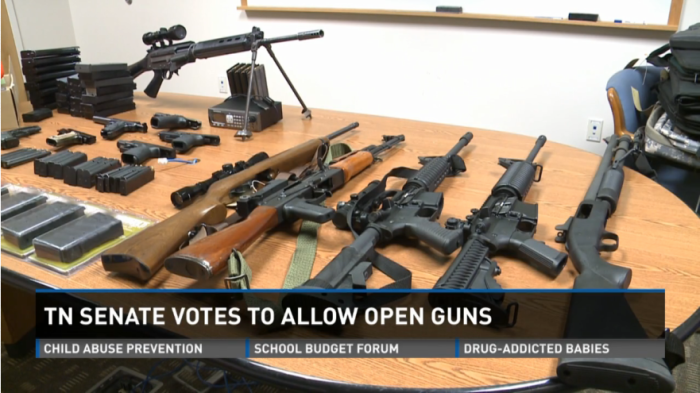 A display of guns by law enforcement in Tennessee.