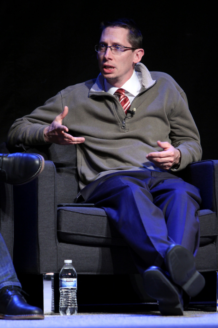 University of Texas sociology professor Mark Regnerus speaks during a panel discussion on 'The Gospel and homosexuality' at the Ethics & Religious Liberty Commission Leadership Summit in Nashville, Tenn., on April 21, 2014.