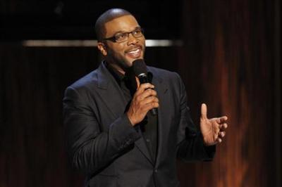 Actor and director Tyler Perry speaks during the taping of the Spike TV special tribute ''Eddie Murphy: One Night Only'' at the Saban theatre in Beverly Hills, California, Nov. 3, 2012.