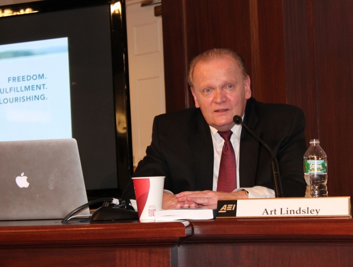 Art Lindsey, vice president of theological initiatives at the Institute for Faith, Work & Economics, delivering remarks as part of a panel sponsored by the American Enterprise Institute on Tuesday, April 29, 2014.