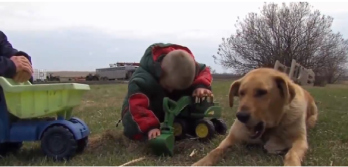 Carson Urness with dog Cooper.