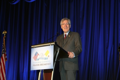 Robert P. George, McCormick professor of jurisprudence at Princeton University and chair of the U.S. Commission on International Religious Freedom, delivers the 'lay guest speaker' address at the 10th annual National Catholic Prayer Breakfast, Washington, D.C., May 13, 2014.