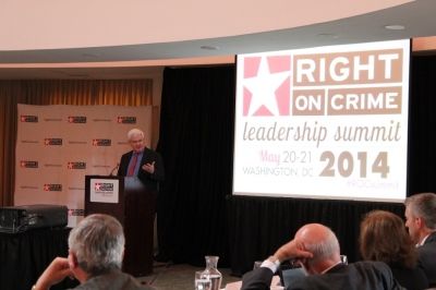 Former Speaker of the House and author Newt Gingrich addresses attendees at the Right on Crime Leadership Summit, held at the Rotunda Room of the Ronald Reagan Building and International Trade Center in Washington, DC on May 21, 2014.