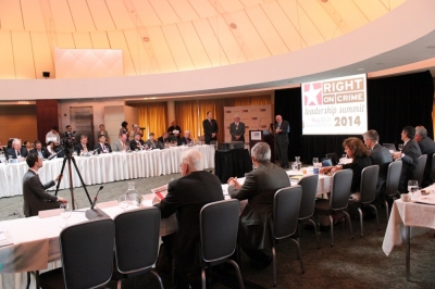 Richard Viguerie, longtime American conservative activist, addresses attendees at the Right on Crime Leadership Summit, held at the Rotunda Room of the Ronald Reagan Building and International Trade Center in Washington, DC on May 21, 2014.