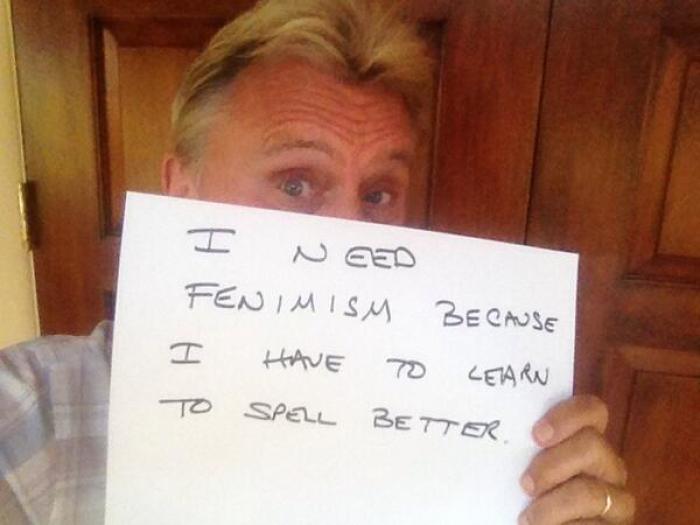 Pat Sajak posted a picture to his Twitter account poking fun at a #INeedFeminismBecause, which was trending at the time.