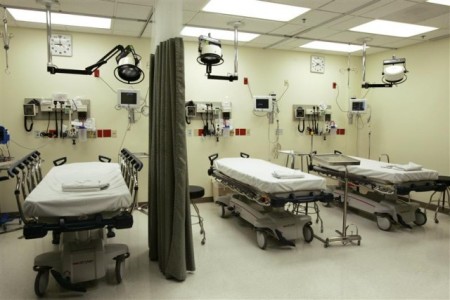 Hospital beds in an undated file photo.