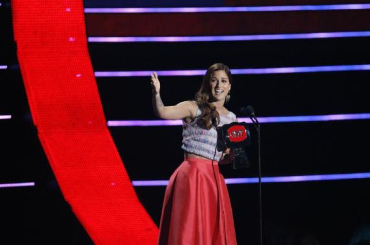 Singer Cassadee Pope accepts the breakthrough video of the year award for 'Wasting All These Tears' during the 2014 CMT Music Awards in Nashville, Tennessee June 4, 2014.