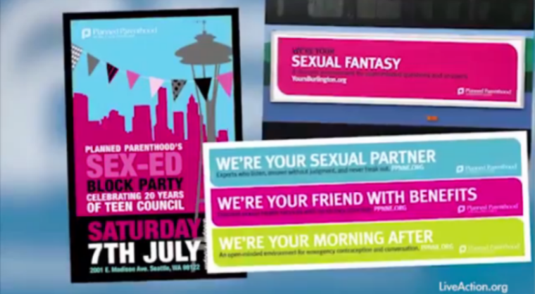 Planned Parenthood promotional materials aimed at adolescents and teens featured in a Live Action undercover investigative report, Planned Parenthood Exdposed, titled, 