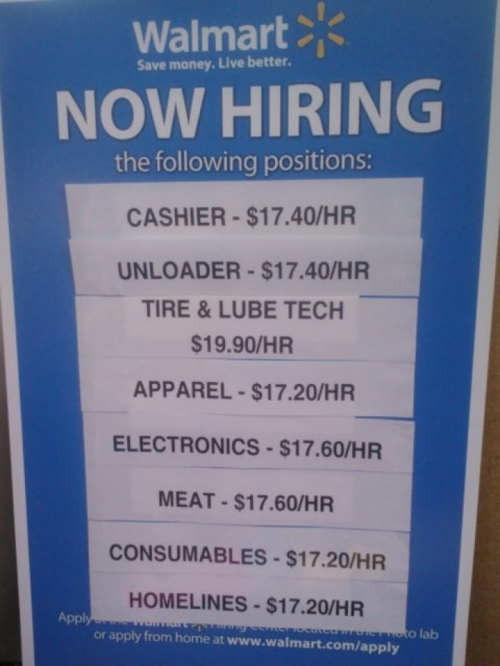 A sign at a Walmart in Williston, North Dakota.