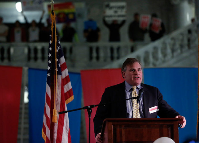 Brian Brown, president of National Organization for Marriage, addresses supporters of a traditional marriage rally at Utah's State Capitol building in Salt Lake City, Utah January 28, 2014.