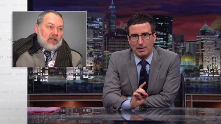 'Last Week Tonight' show host John Oliver mocks pastor and Massachusetts gubernatorial candidate Scott Lively on June 29, 2014.