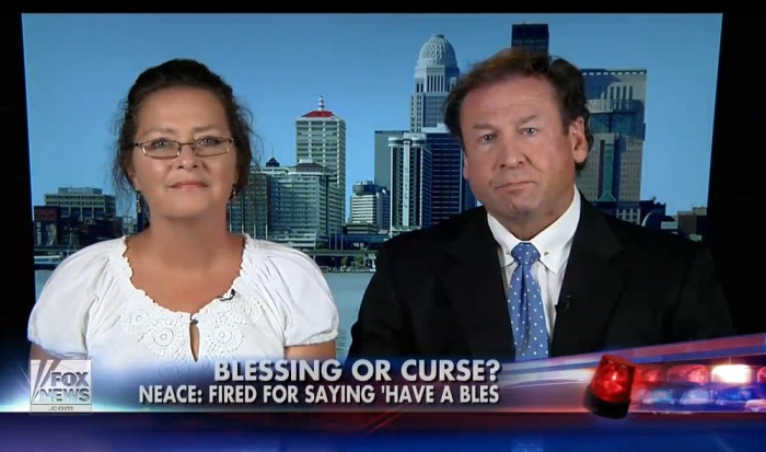 Polly Neace and her attorney, Jeff Blankenship, appear on Fox News on July 6, 2014.