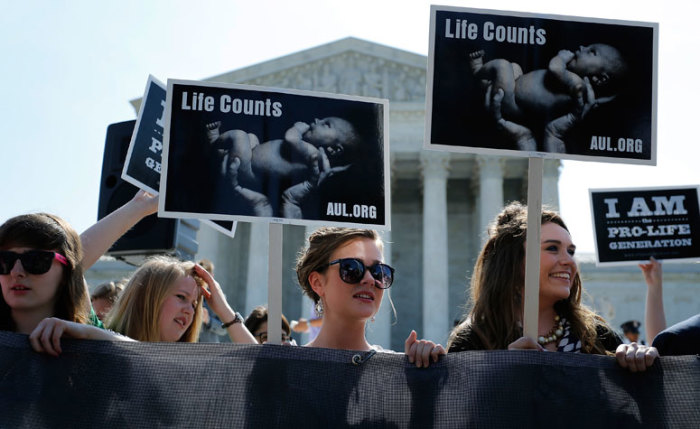 Pro-life demonstrators are seen here in Washington, June 30, 2014.