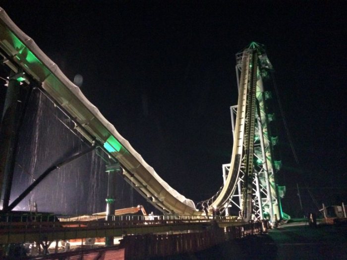 Verrückt, the world's tallest water slide, is seen here at Schlitterbahn Kansas City Waterpark in Kansas City, Kansas. The ride opened Thursday, July 10, 2014.