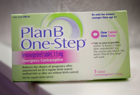 A Plan B One-Step emergency contraceptive box is seen in New York April 5, 2013. A federal judge on Friday ordered the U.S. Food and Drug Administration to make 'morning-after' emergency contraception pills available without a prescription to all girls of reproductive age.