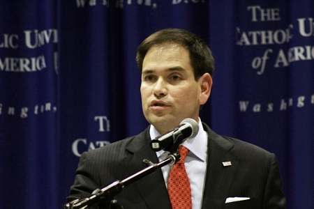 U.S. Sen. Marco Rubio, R-Fla., delivering a speech on values at Catholic University of America, Washington, D.C., July 24, 2014.