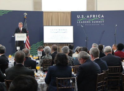 United States Representative Chris Smith of New Jersey giving remarks at the U.S. Agency for International Development (USAID) event 'Faith Works: Honoring the Contributions of the Faith Community to Peace and Prosperity in Africa,' held at the Ronald Reagan Building in Washington, Aug. 1, 2014.