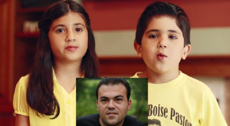 The children of Pastor Saeed Abedini (inset) Rebekkah (l) and Jacob (r).