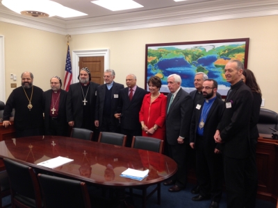 Rep. Anna Eshoo, D-California, and Rep. Frank Wolf, R-Virginia, meet with the U.S. Conference of Catholic Bishops, Jan. 28, 2014.