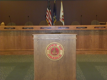 The meeting area for the Board of Town of Greece, New York.