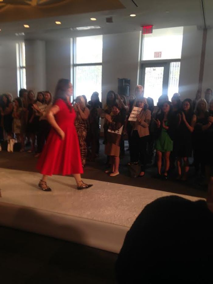 Karen Crespo walks the runway at Carrie Hammer's SS15 show on 09.05.14 in NYC