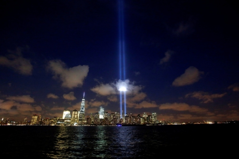 The Tribute in Light is illuminated on the skyline of lower Manhattan during events marking the 13th anniversary of the 9/11 attacks on the World Trade Center in New York, Sept. 10, 2014.