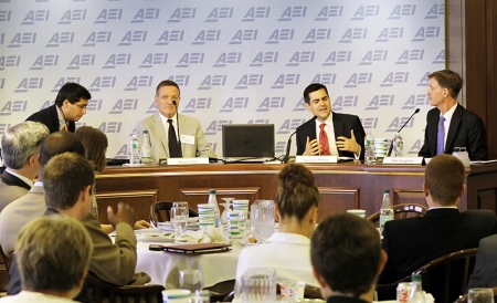 (L to R) Tim Shah, Brian Grim, Russell Moore, and Tim Goeglein discuss the importance of the preservation of religious liberties.