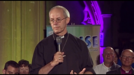 Archbishop of Canterbury Justin Welby speaking at Bristol Cathedral at an event in Sept. 2014.