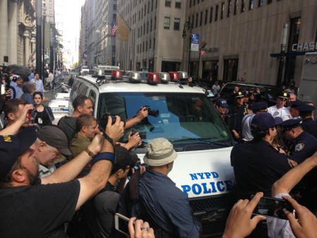 #FloodWallStreet protesters descended on the financial district in New York City on Monday, Sept. 22, 2014.