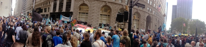 #FloodWallStreet protesters descended on the financial district in New York City on Monday, Sept. 22, 2014.