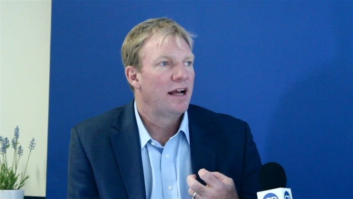 Jason Jones, a film producer and author, with John Zmirak, of The Race to Save Our Century, being interviewed by The Christian Post, Washington, D.C., Sept. 17, 2014.