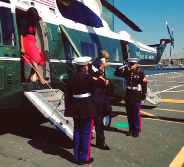 President Barack Obama arriving in New York City for the United Nations General Assembly 2014 on Tuesday Sept. 23, 2014.