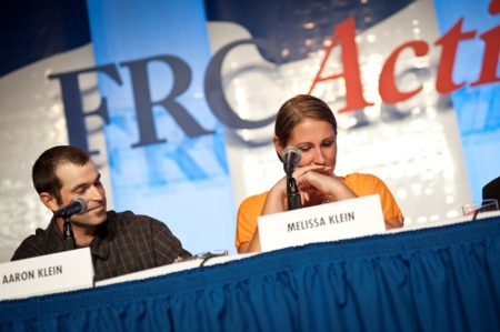 Aaron and Melissa Klein, former owners of Sweet Cakes by Melissa bakery in Oregon, speak at the Values Voter Summit in Washington, D.C. September 26, 2014.