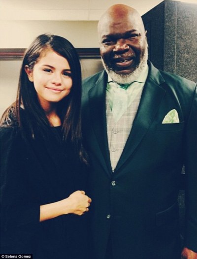 Selena Gomez with Bishop TD Jakes.