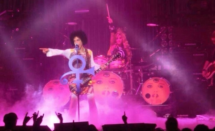 3RDEYEGIRL drummer Hannah Welton performs alongside her bandmate Prince