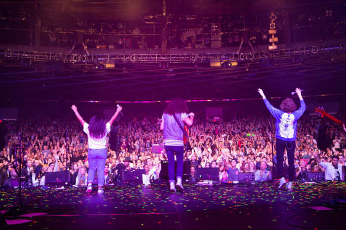 Worship leaders appear on stage during the Hillsong Conference held Oct. 16-18, 2014, at The Theater at Madison Square Garden.