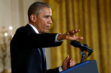 U.S. President Barack Obama answers questions during a news conference in the East Room of the White House in Washington, November 5, 2014. The president addressed reporters one day after after Republicans seized control of the U.S. Senate and captured their biggest majority in the House of Representatives in more than 60 years.