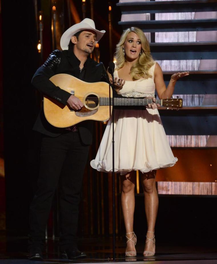 Carrie Undewood and Brad Paisley co-hosted the 2014 CMA Awards on Nov. 5, 2014.