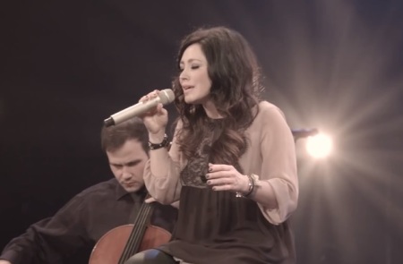 Kari Jobe on set of 'I Am Not Alone' live video. 