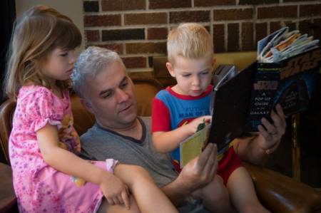 Thomas Palermo, 41, with his children