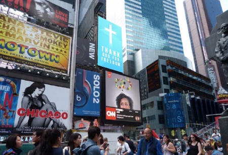 'I am thrilled that the Cross of Christ will be seen in the most-watched place in the world on this day,' Ken Ham, AiG president, stated in reference to the apologetics ministry's digital billboad displayed close to the famous ball drop on New Year's Eve at Times Square, [FILE].