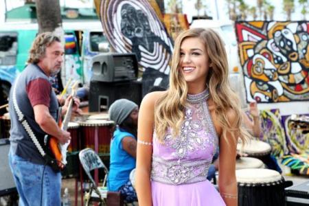 Sadie Robertson poses in a Sherri Hill fashion shoot in this undated photo.