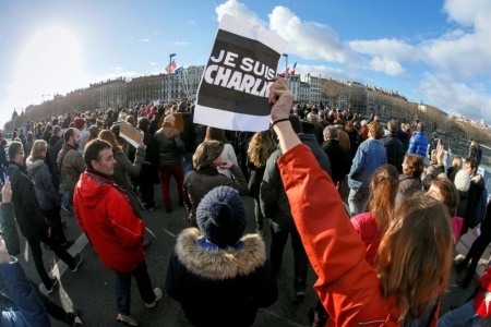 Hundreds of thousands of people take part in a solidarity march (Marche Republicaine) in the streets of Lyon, France, January 11, 2015. People in France marched on Sunday in an unprecedented tribute to this week's victims of the shootings by gunmen at the offices of the satirical weekly newspaper Charlie Hebdo, the killing of a policewoman in Montrouge, and the hostage-taking at a kosher supermarket at the Porte de Vincennes.