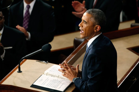 U.S. President Barack Obama delivers his State of the Union address to a joint session of the U.S. Congress on Capitol Hill in Washington, January 20, 2015.