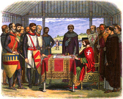 A 19th-century artist's rendering of the signing of the Magna Carta on June 15, 1215.