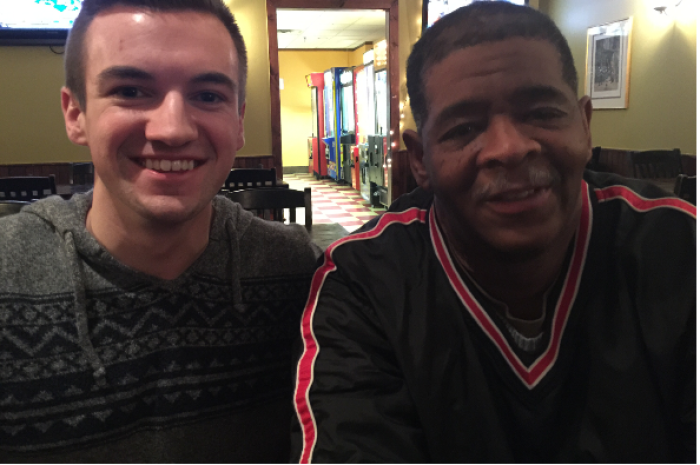 Wayne State University student, Evan Leedy, 19, of Macomb Township, Michigan, (L) and James Robertson, 56, (R).