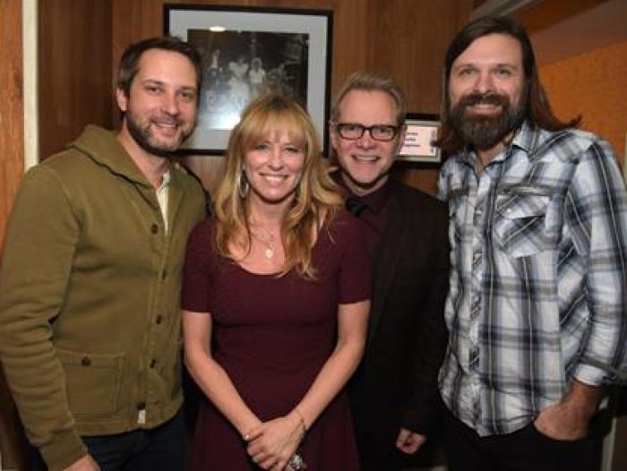 Brandon Heath joins fellow artists at the Ryman Auditorium for 'Sam's Place – Music For The Spirit.' Pictured l-r are Heath, Deana Carter, Steven Curtis Chapman and Mac Powell of Third Day.