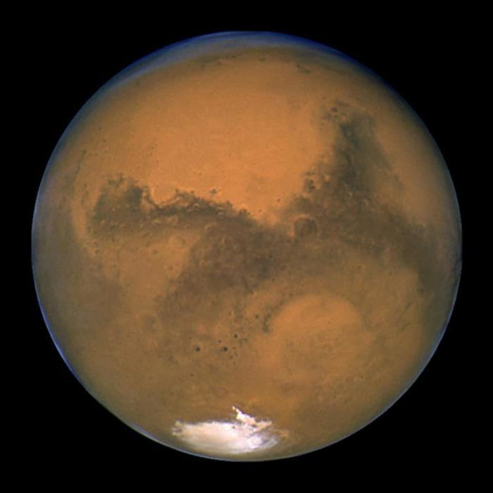 NASA's Hubble Space Telescope snapped this portrait of Mars within minutes of the planet's closest approach to Earth in nearly 60,000 years in this picture taken by NASA Aug. 27, 2003.