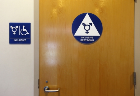 A gender-neutral bathroom is seen at the University of California, Irvine in Irvine, California September 30, 2014. 