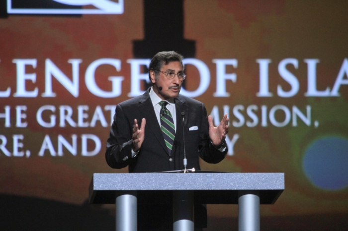 Micahel Youssef speaks at the National Religious Broadcaster' International Media Conference in Nashville, Tennessee, February 24, 2015,